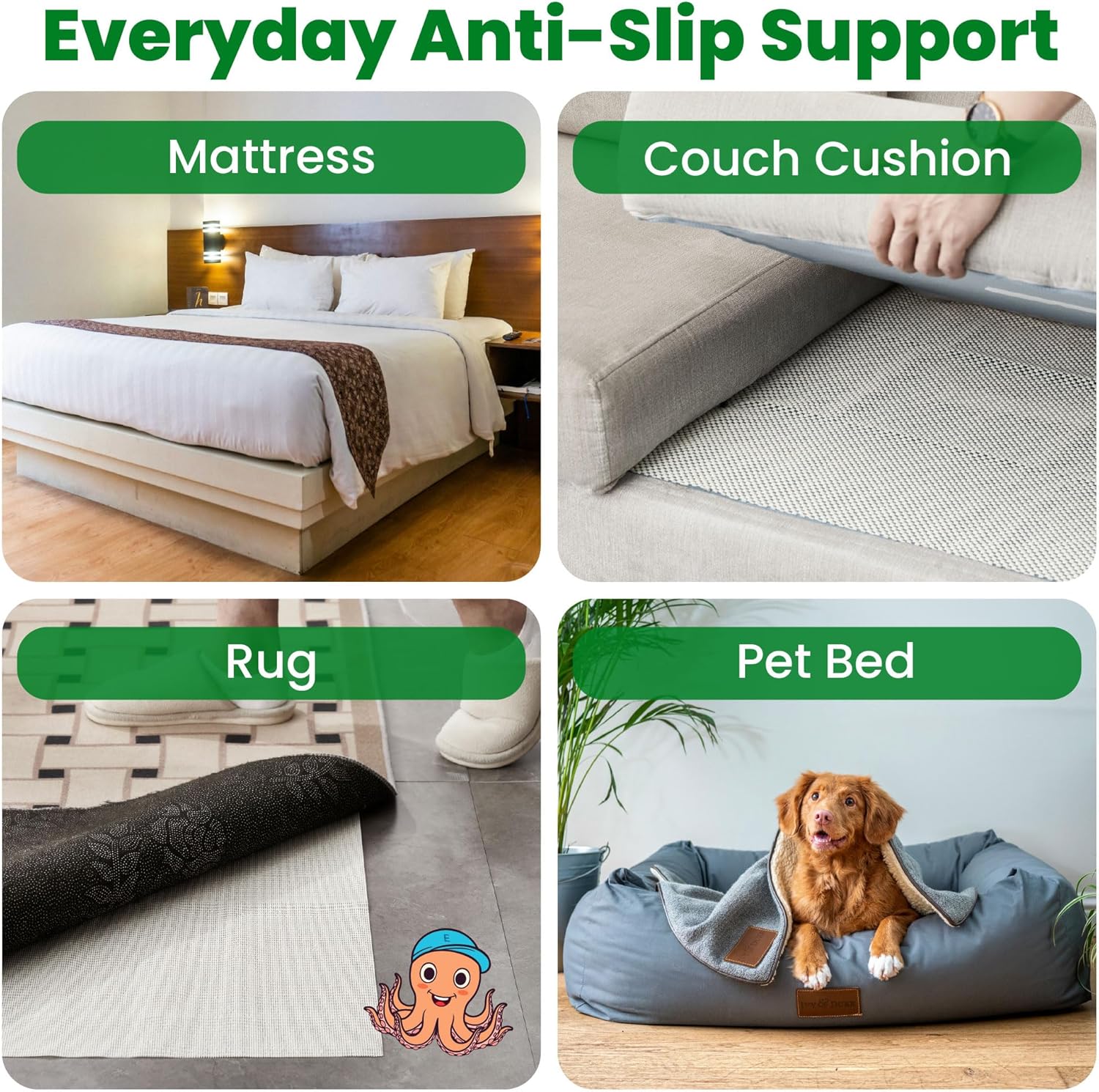 ECOHomes Non Slip Mattress Gripper Pad Stop Mattress, Keep Topper from Sliding - Anti Slip Grip Pads Holder Stop Couch Cushion, Sofa Cushions, Patio & Furniture to Prevent Sliding (Twin)