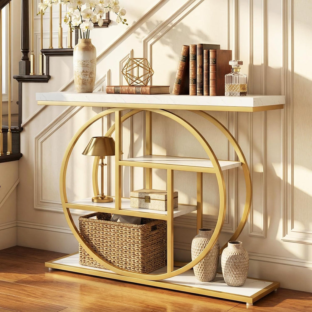 GIANTEX 41" Narrow Console Table, 4-Tier Modern Entryway Table | Behind ...