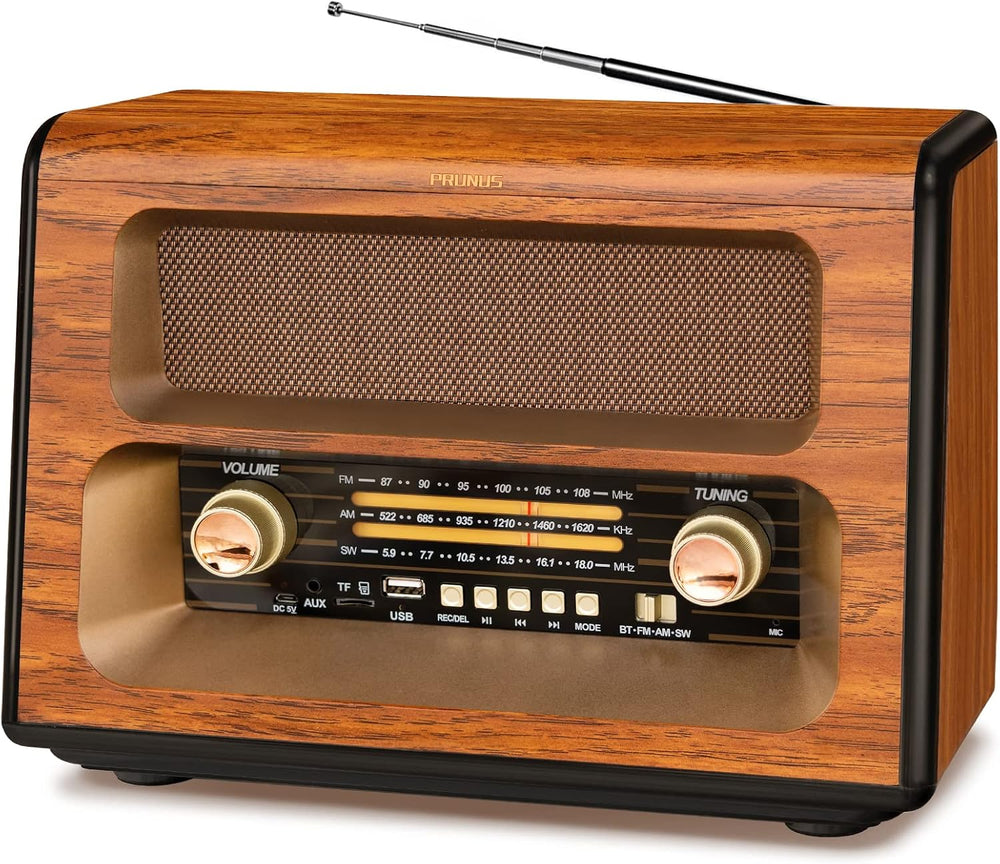 PRUNUS J-199 Large Vintage Radio Bluetooth, AM FM Radio Shortwave