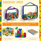 Sanwuta 6 Packs Toy Storage Bags, PVC Organizing Case Bags with Zipper, Waterproof Toy Container for Board Games, Building Blocks, Puzzles, Small Toys and Kids Books(Large, Small,Bright Color)