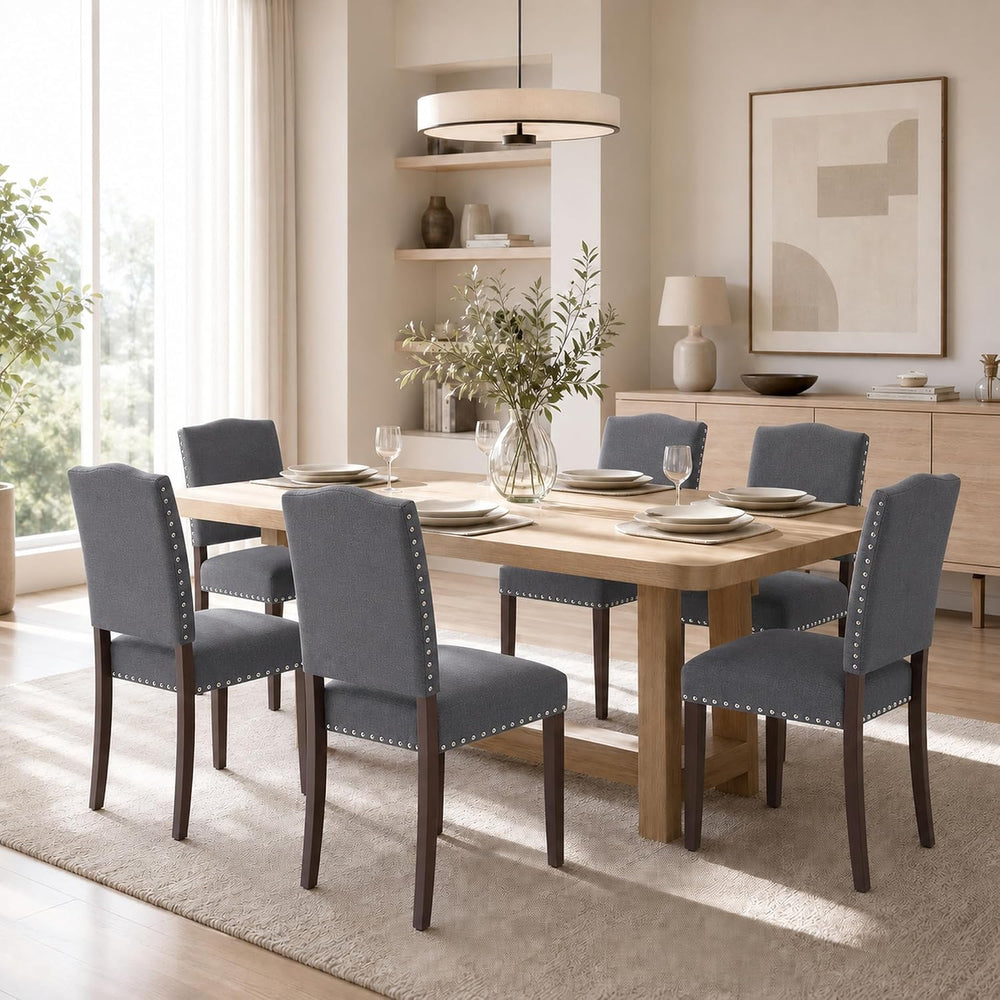 Upholstered Dining Chairs Set of 6 with Thickened Seat Cushion