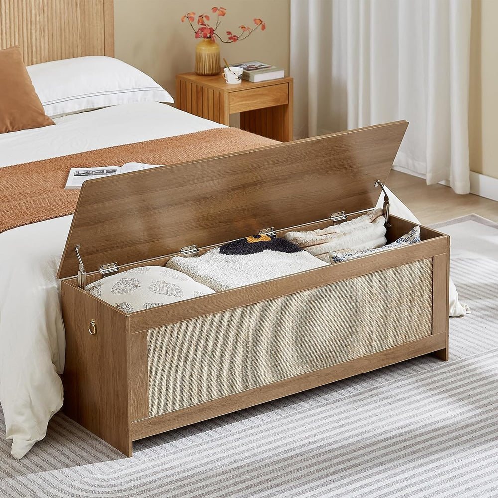 51.2" Storage Chest Extra Large,Storage Bench with 2 Safety Hinges,Woode...