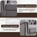 Harper & Bright Designs 62" Chesterfield Sofa Velvet Two-Seater, Modern Classic Rolled Arm Button Tufted Sofa with Nailhead Decor, Cloud Couch Loveseat for Living Room, Apartment (Grey)
