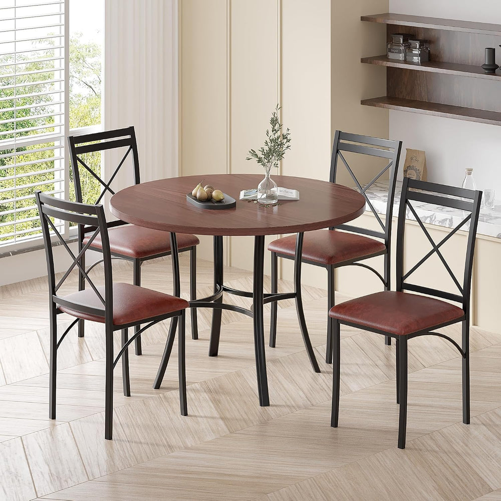 VECELO 5 Piece Dining Table Set for 4, Wood Grain Dinette with Chairs for Kit...