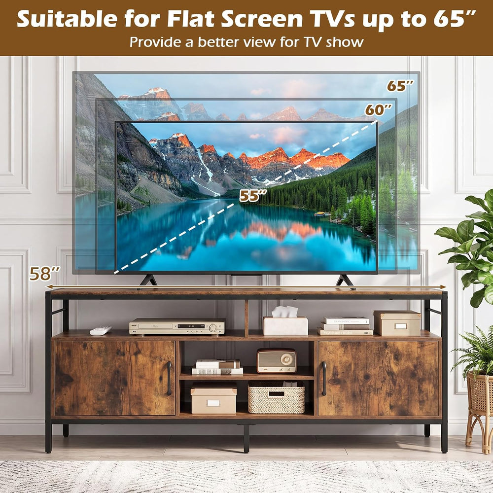 Tangkula Industrial TV Stand for TVs up to 65”, Entertainment Center with 2 S...