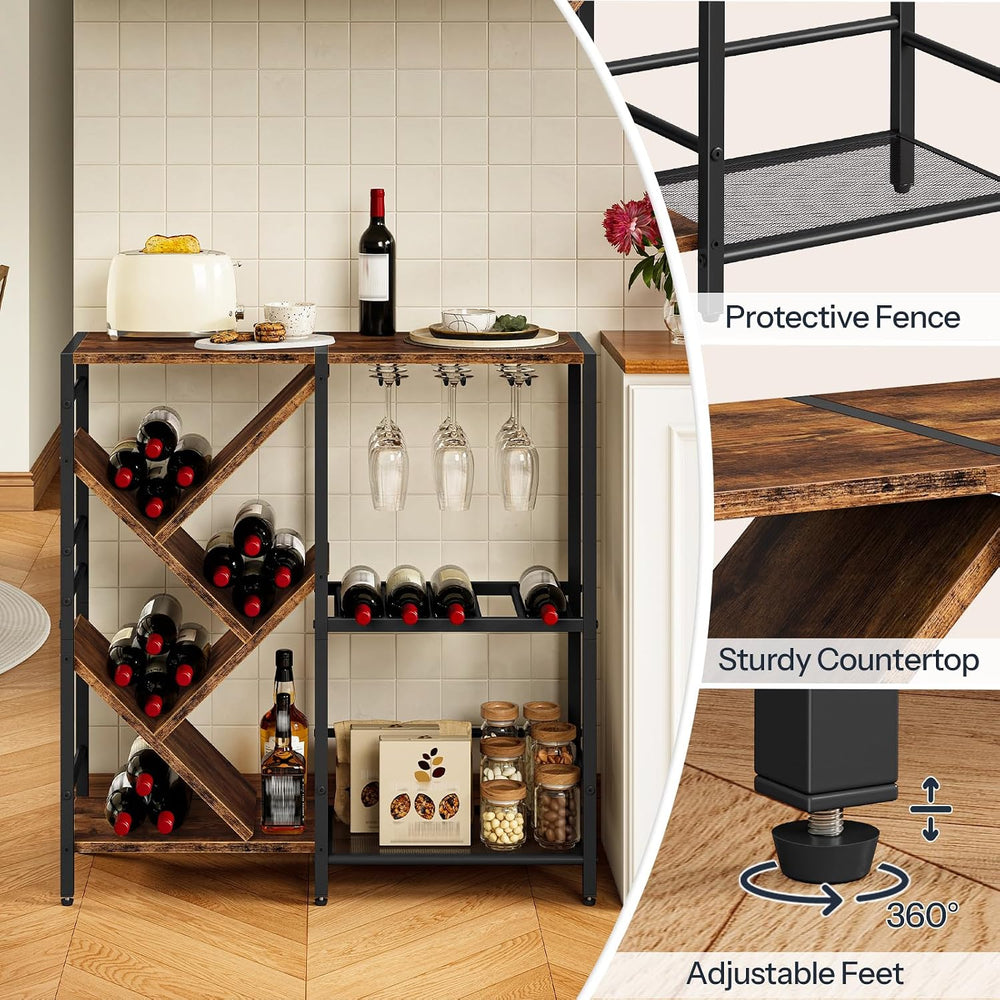 HOOBRO Liquor Bar Cabinet, Modern Liquor Cabinet with Wine Rack & Glass H...