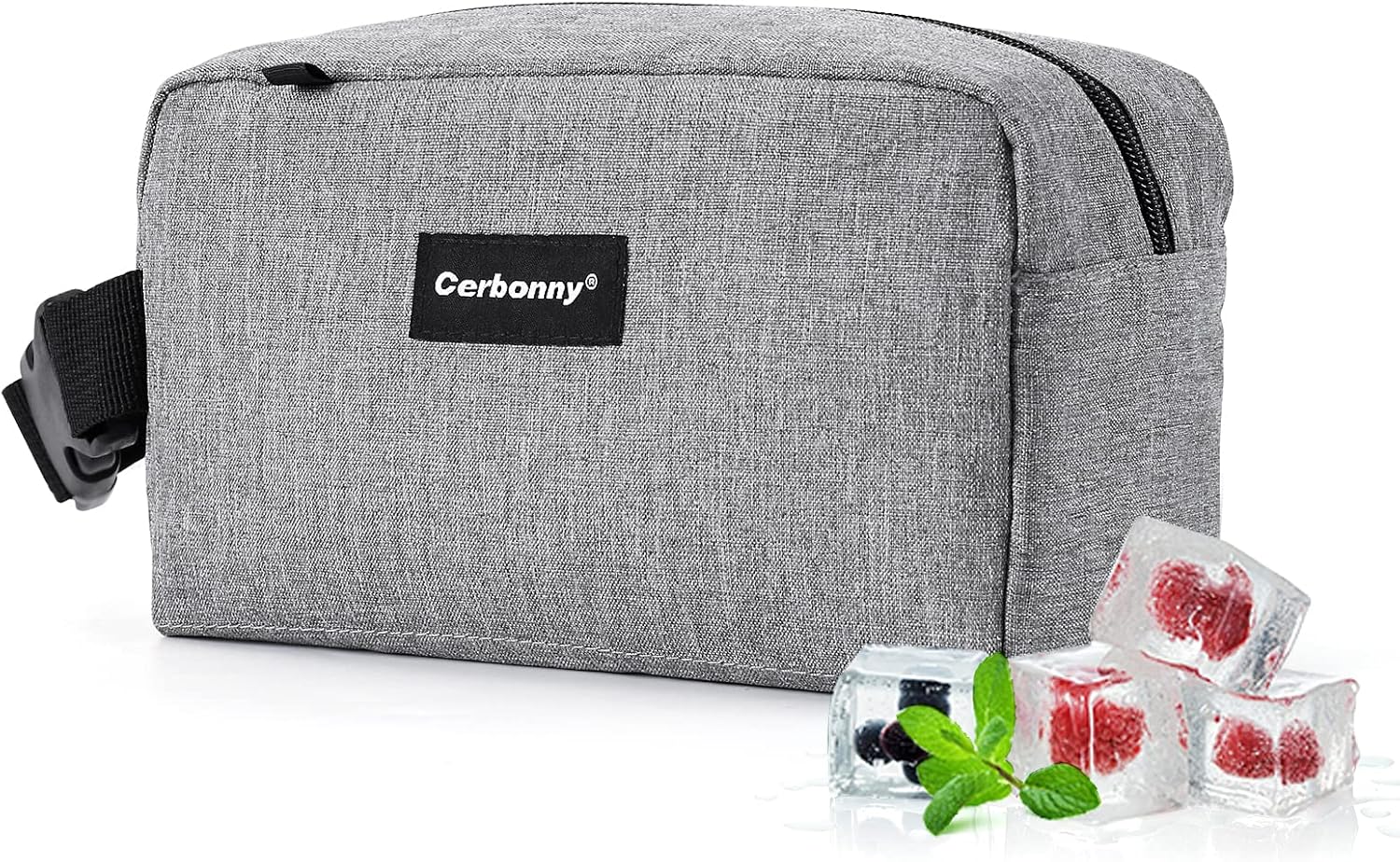 Cerbonny Cooler Bag Freezable Lunch Bag for Work School Travel,Leak-proof Small Lunch Bag,Small Insulated Bag For Kids 3+/Adults,Freezer Lunch Bags,Freezable Snack Bag,Grey