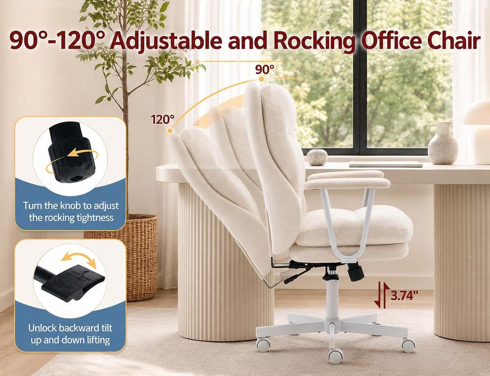 Ergonomic Office Chair, High Back Fabric Executive Chair with Thick Cushion, ...