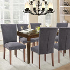 Parsons Dining Chairs Set of 2, Upholstered Nailhead Dining Room Kitchen Side Chair with Thick Cushions and Wood Legs, Dark Grey