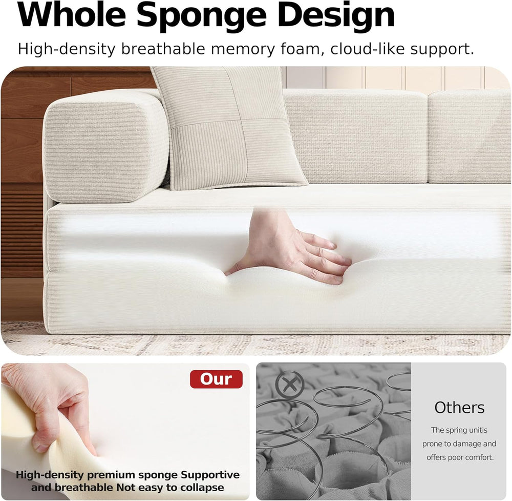 MoonSpeak 78.8'' Futon Sofa Bed, Couches for Living Room | Corduroy C...