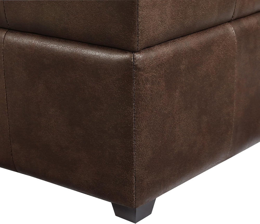 Homebeez 28" Faux Leather Storage Ottoman Bench, Button Tufted Ottoman |...