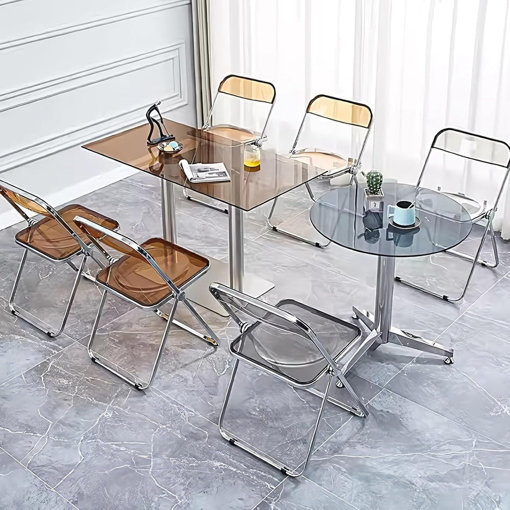 Transparent Acrylic Folding Chairs, Clear Acrylic Bearing Weight 200lbs, PC Plastic Living Room Seat,(Transparent)