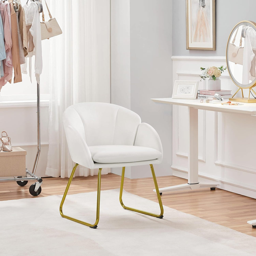 Yaheetech Modern Velvet Vanity Chair Armchair, Flower Shaped Makeup Chair wit...
