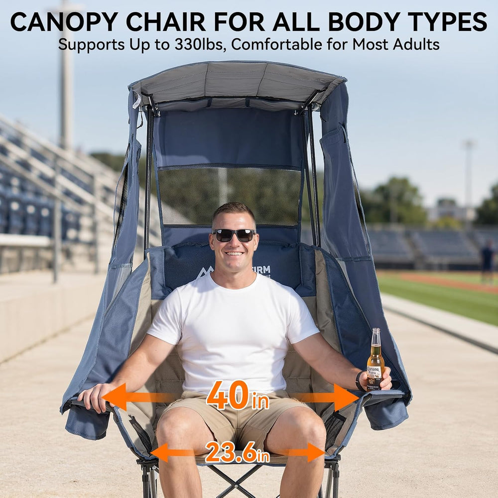 Huskfirm Camping Chair with Canopy Shade, Folding Oversized Beach Chair with ...