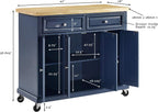 Crosley Furniture Madison Madison Rolling Kitchen Island Cart, Microwave Stand, Coffee Bar, with Shelves and Drawers, Navy