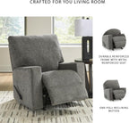 Signature Design by Ashley Revenna Manual Rocker Recliner, Greystone | 100% polyester menswear chenille fabric, Track arm style, Living room and lounge spaces