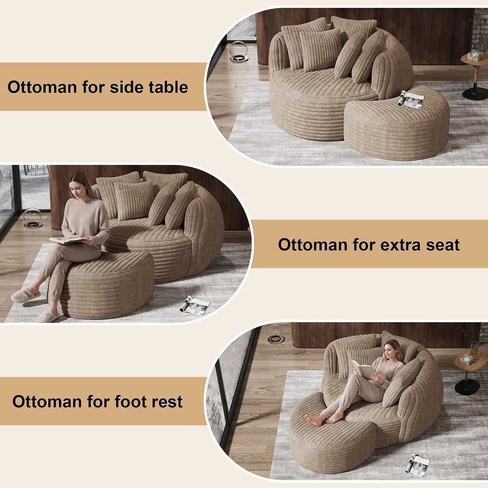50.5" W x 67" D Oversized Chaise Lounge Chair with Ottoman,Light Ca...