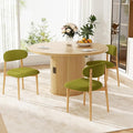 Wooden Dining Chair Set of 3, Modern Dining Chairs with with Curved Back, Fabric Upholstered Kitchen Dining Room Chairs with Adjustable Legs for Farmhouse Dining Living Room,Green