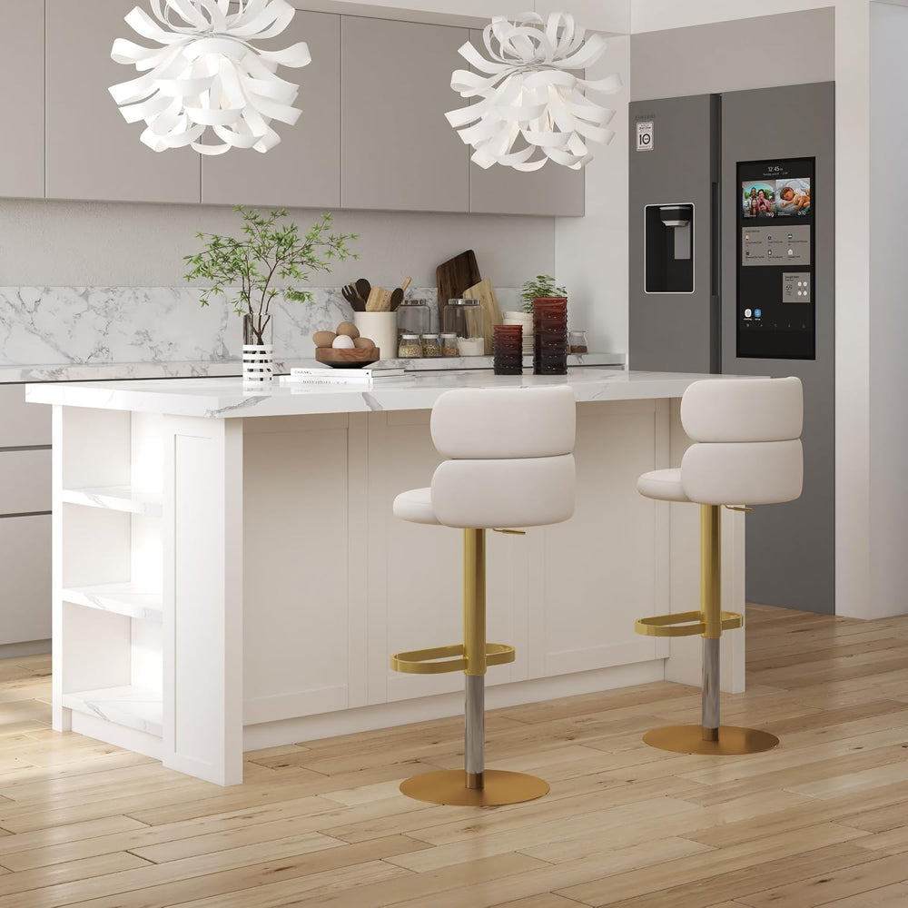 homary Kitchen Island with Bar Stools Set,71" White Kitchen Island with ...