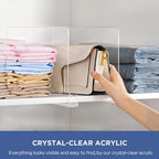 HBlife 10 Pack Clear Shelf Dividers, Vertical Purse Organizer for Closet Perfect for Sweater, Shirts, Handbags in Bedroom and Kitchen, Adjustable Acrylic Bookshelf for Organization