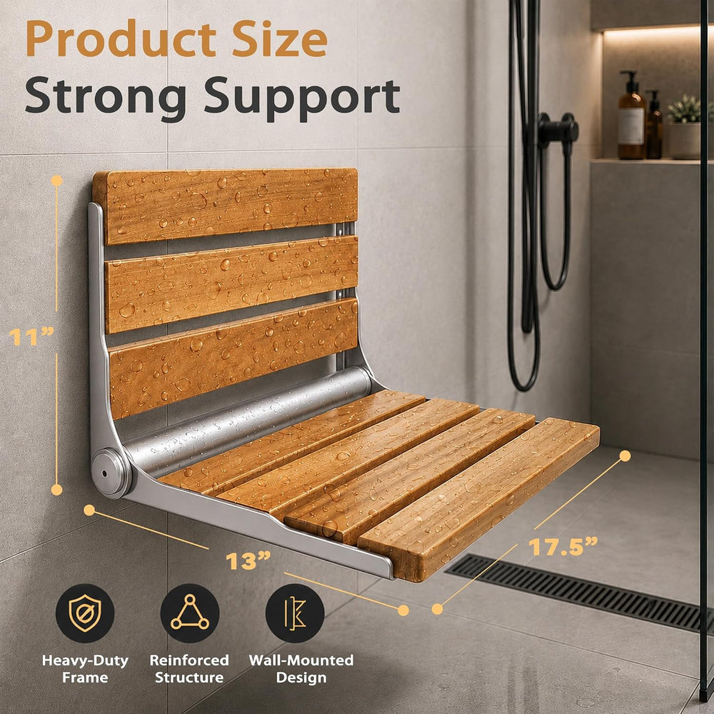 Folding Shower Seat Teak, Bath Safety Furniture Stainless Steel, Shower Seats...