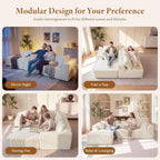 Vesgantti 106" Cloud Couch Sectional Modular Sofa, Deep Seat Comfy Cloud Couch Chenille Memory Foam Sofa Modular Couches for Living Room Bedroom, No Assembly Required (Beige, Left-Facing Chaise)