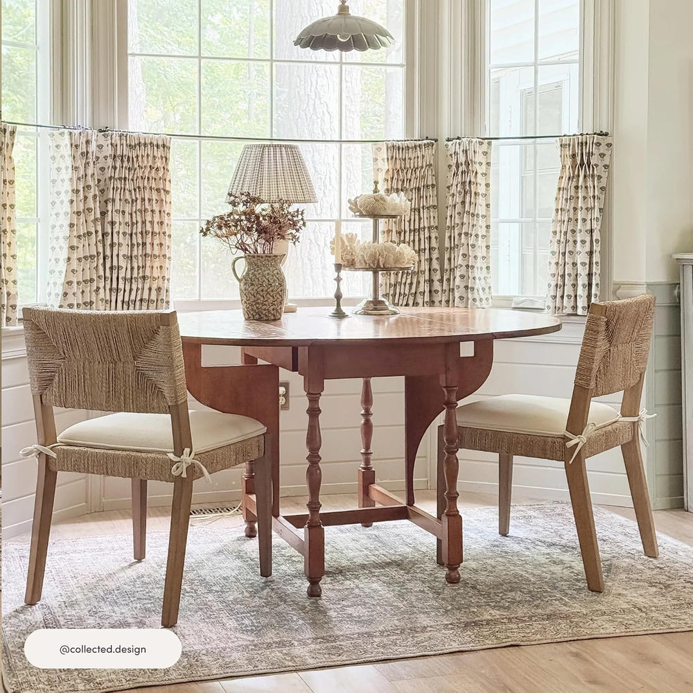 Nathan James Beacon Boho Dining Chair, Boucle Dining Chair with Seagrass Acce...