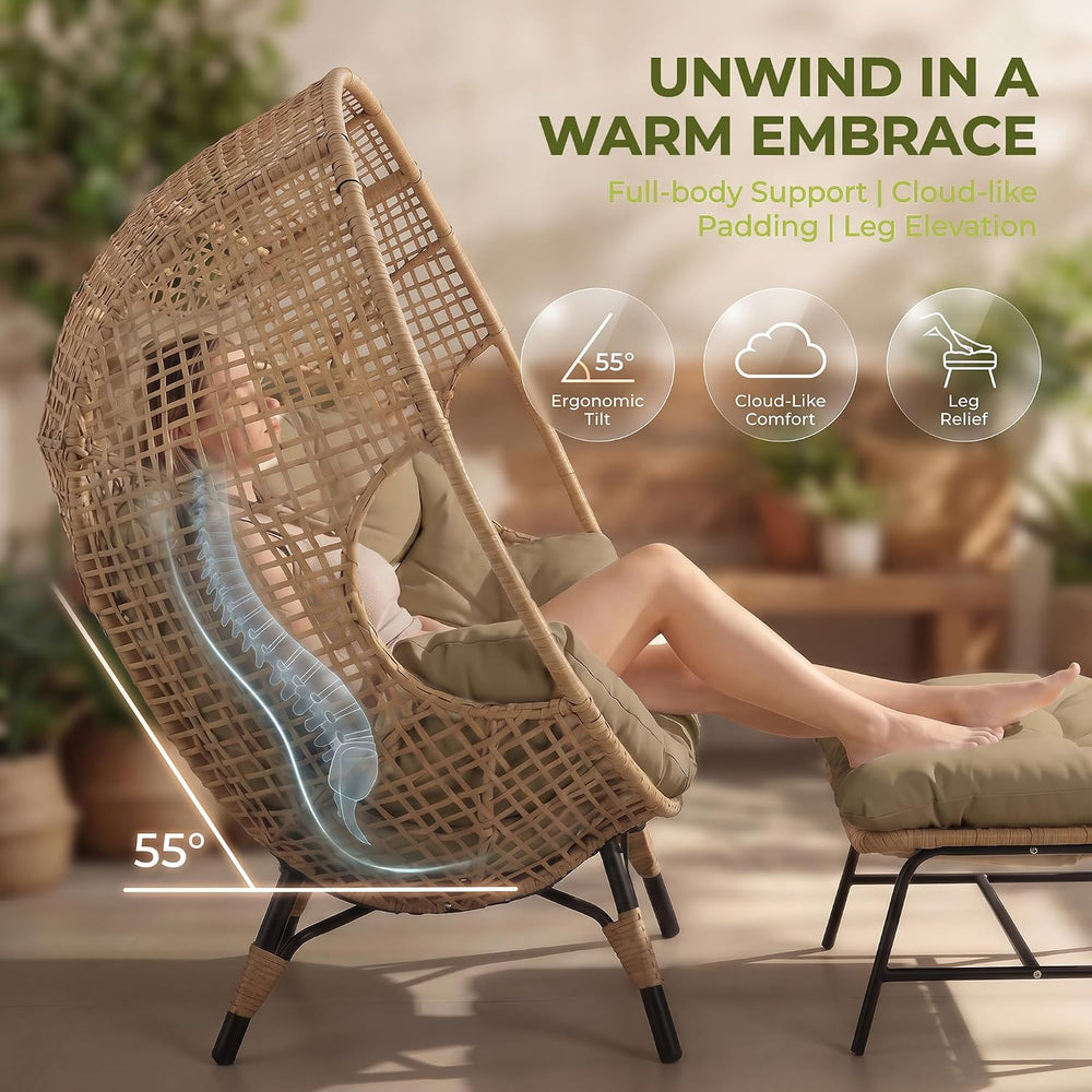 RADIATA 2-Person Double Egg Chair, 57.1" Extra Wide Outdoor Wicker Loves...