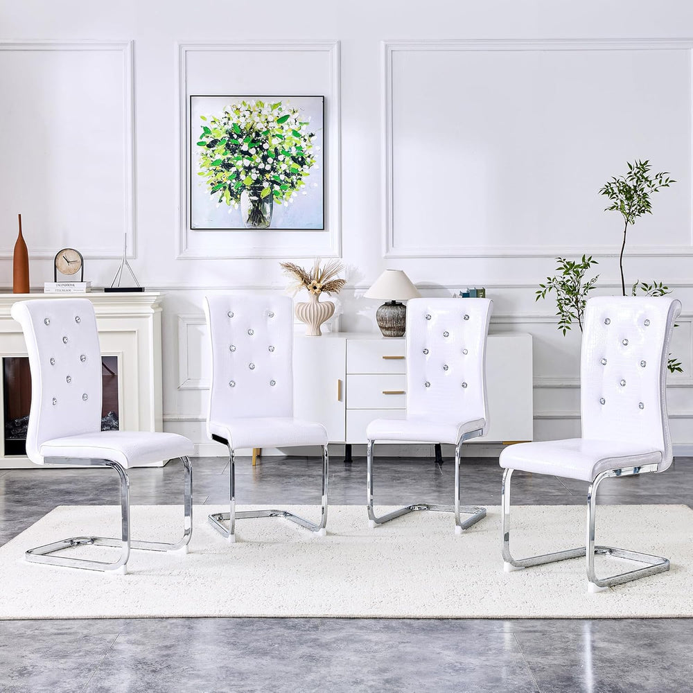 gopop Dining Chairs Set of 4｜Modern Kitchen Chair Set｜Faux Leather Cushion｜Hi...