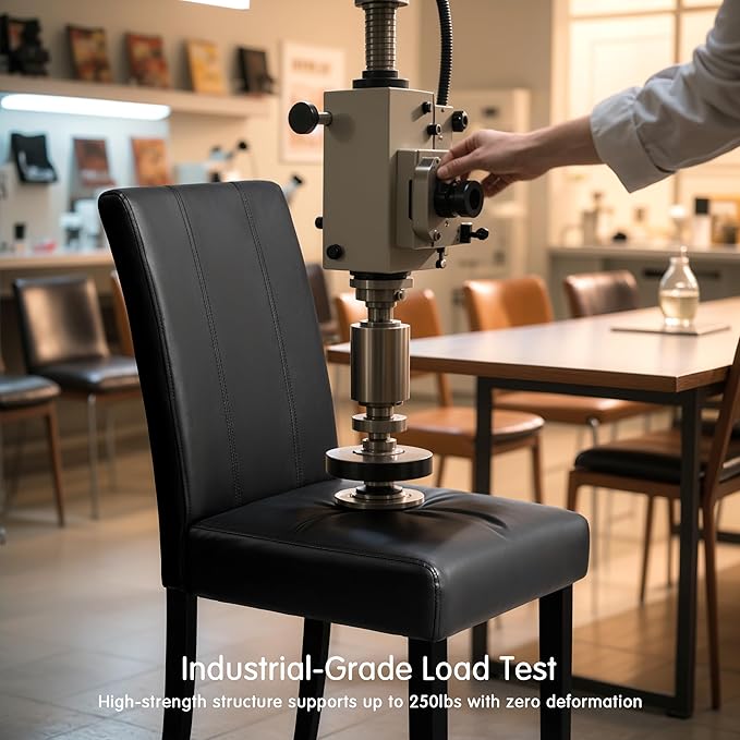 CHUN YI Dining Chairs Set of 8, Faux Leather Dining Room Chairs, Upholstered Parsons Chairs for Dining Room Kitchen Side Chair with Sturdy Wood Legs, Black