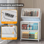 Extra Large Stackable Storage Bins with Lids & Wheels & Door, 156QT-52QT/13GAL*3Pack Foldable Collapsible Closet Organizers, Plastic containers drawers for bedroom Dorm