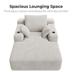 LIKIMIO 71.6" Oversized Chaise Lounge Chair Indoor with Cup Holders & Storage - Corduroy Sofa Bed for Living Room, Reading Nook, or Bedroom, No Assembly Cloud Couch (Greige)