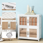 Large Clear Stackable Storage Bins with Lids, Foldable Storage Cabinet for Closet Organizers and Storage, Plastic Storage Box with Wheels 314 QT