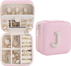 Birthday Gifts for Women - Initial & Travel Jewelry Case, Organizer for Wife, Girlfriend, Bridesmaid or Graduation