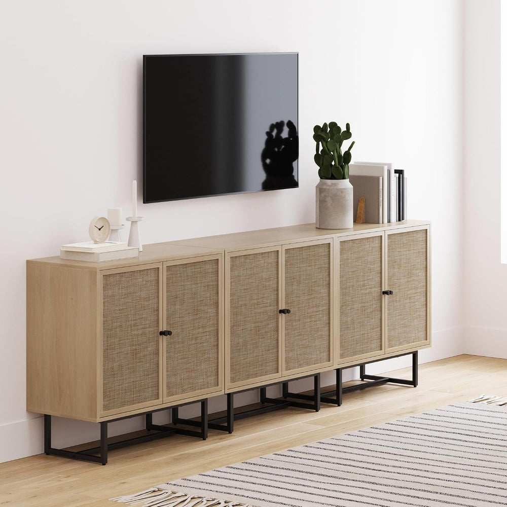 Nathan James Kova Rattan Wood Accent Sideboard Storage Cabinet TV Stand with ...