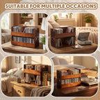 CroBlissful 4 Set Wooden Cd Holder, Stackable Cd Storage Rack with Handles, Magnetic Front-opening Design, Compact Media Organizer for Home Office & Living Room, Each Set Holds up to 36 Cases (Brown)