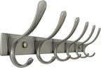 SKOLOO Coat Rack Wall Mounted - 6 Hooks, Heavy Duty, Stainless Steel, Metal Wall Hangers, Sturdy Coat Hooks for Hanging Coats, Jacket, Clothes, Hat, Matte Grey