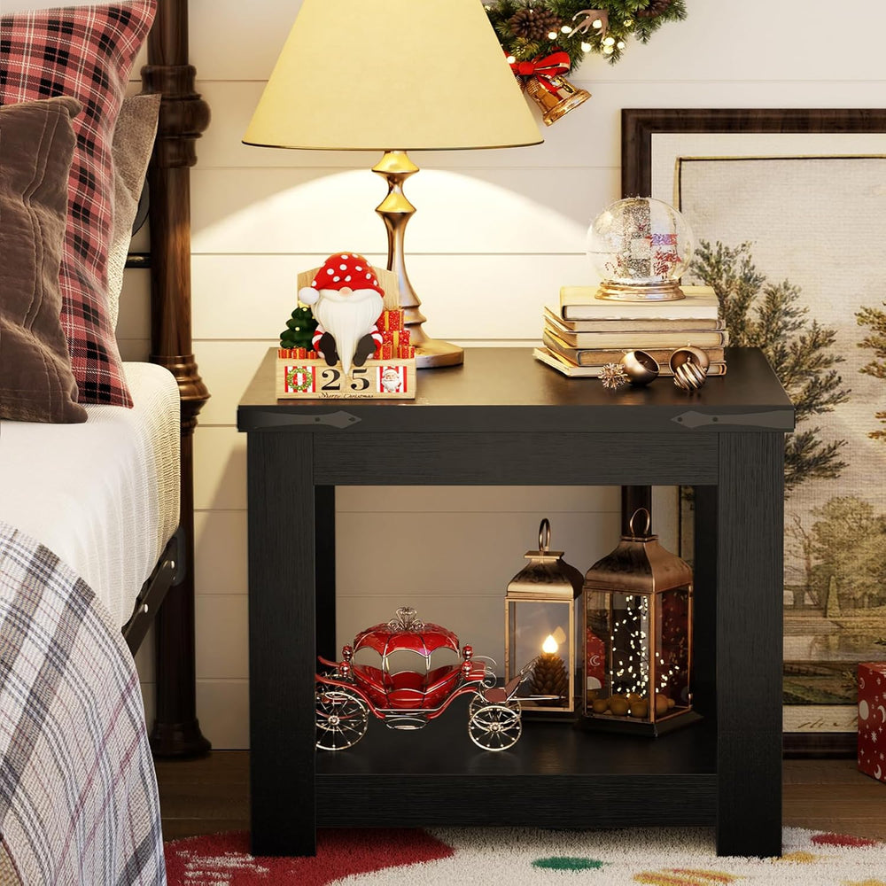 Homieasy Black End Table, 20x20 Inch Square Side Table for Living Room, Large...