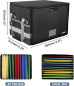 ENGPOW File Box with Lock, Fireproof Document Box with Pockets, Collapsible File Organizer Filing Storage Cabinet with Handle, Portable Home Office Safe for Hanging Letter/Legal Folders,Black,2 Pack