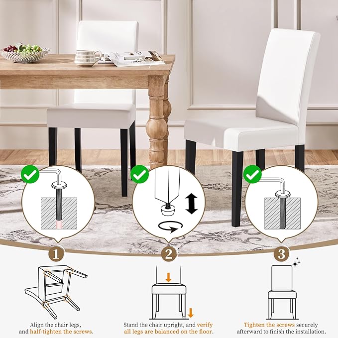 Yaheetech Dining Chairs Set of 6 Faux Leather Modern Dining Room Chairs with ...