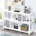 EXCEFUR Modern Entryway Table, Sofa Console Tables for Living Room, 3 Tier Foyer Table for Hallway, Behind Couch (47 Inch, White)