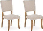 Signature Design by Ashley Rybergston Casual Stain Resistant Upholstered Solid Wood Dining Chair, Set of 2, Beige & Light Brown