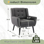 NicBex Modern Accent Chair for Living Room Upholstered Foam Filled Living Room Chairs with Metal Legs Linen Cozy Lounge Armchair for Living Room Bedroom,Dark Grey