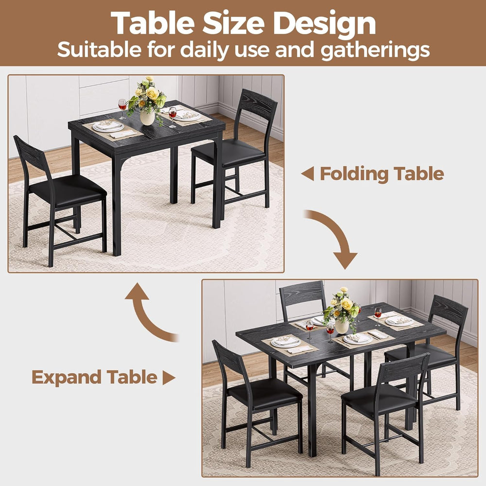 IRONCK Dining Table Set for 4, Extendable Kitchen Table Chairs Set of 4 | Din...
