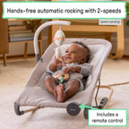Ingenuity Keep Inmotion Automatic Baby Rocker Seat, with Remote Control for Vibration, Music & Volume Control, Premium Materials, 0-6M - Soulful Skies