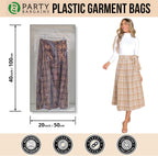 PARTY BARGAINS 40 x 20 Inch Disposable Clear Garment Bags, 50 Pack – Heavy-Duty Plastic Clothes Covers for Suits Dresses Coats, Closet & Travel