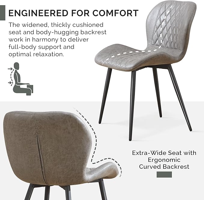 Dining Chairs Set of 6, Comfy Modern Dining Chairs with Thick Cushions, Uphol...