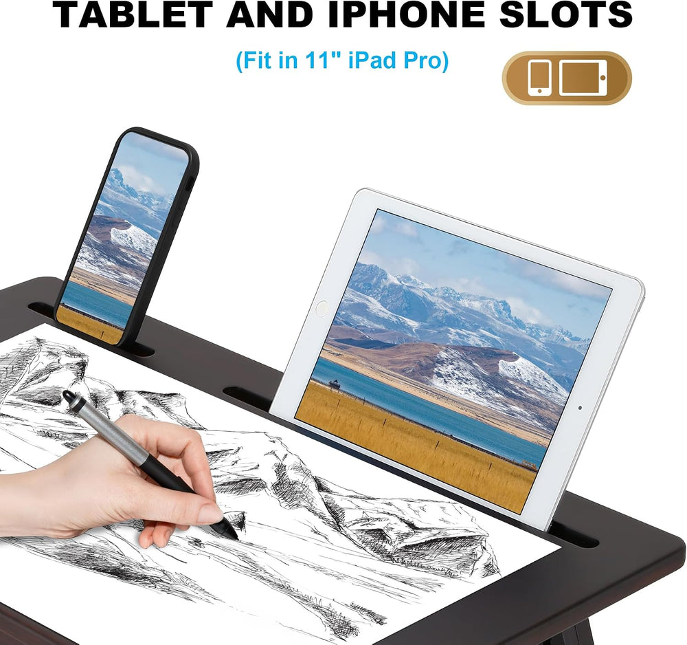 Nnewvante Drawing Table, Foldable Drafting Desk, Adjustable Height & Angl...