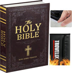 Book Safe with Combination Lock, Hidden Safe (10.9 x 7.7 x 1.8 Inch) with Fireproof Bag, Secret Diversion Safe, Hollow Book Box Hidden Storage, Money Safe Box for Cash (Bible)