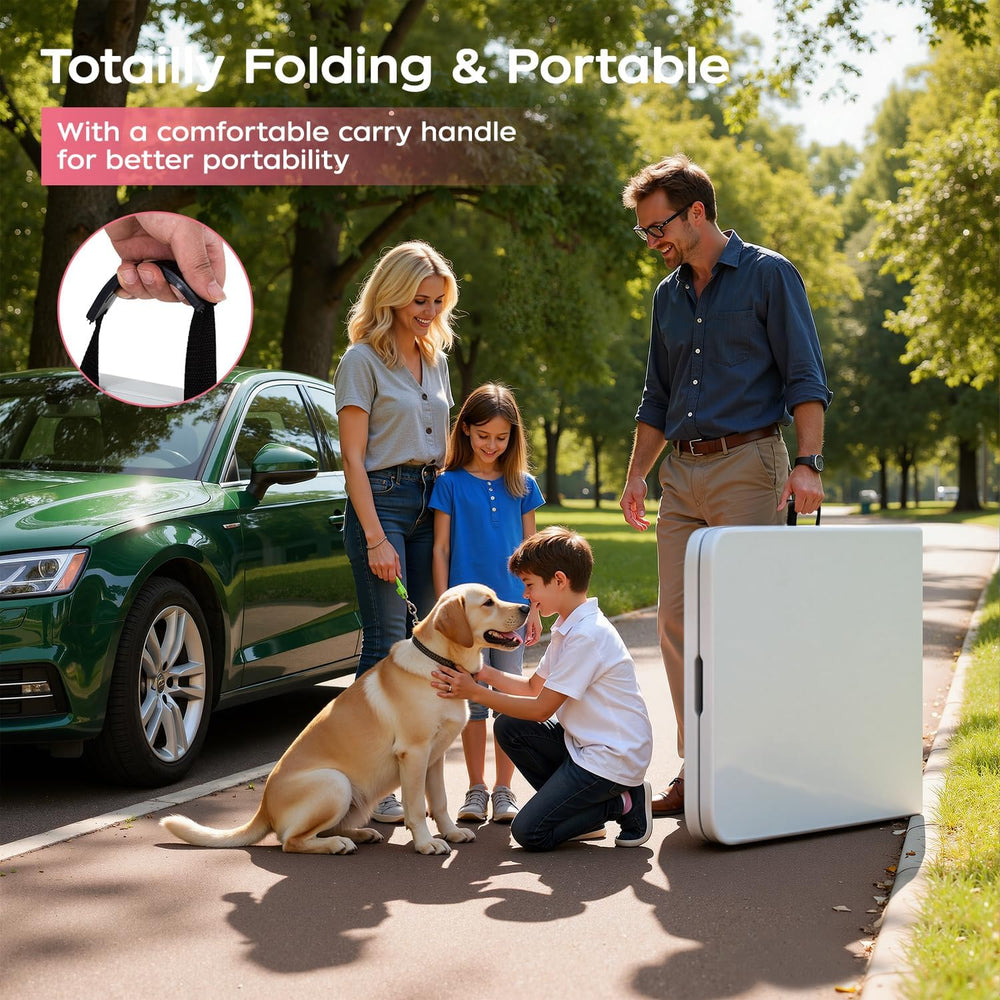 FDW | 8FT Folding Table | White | Portable Plastic Table | with Carry Handle ...